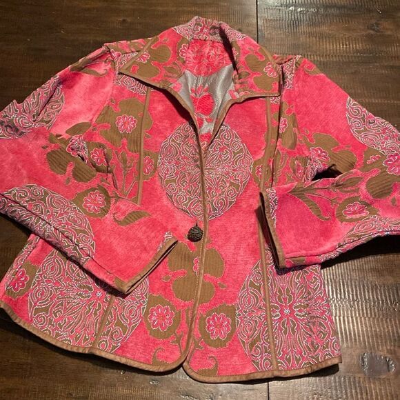 Khangura Front Button reversible Jacket Small open Front Blazer Embroidered - Picture 1 of 8